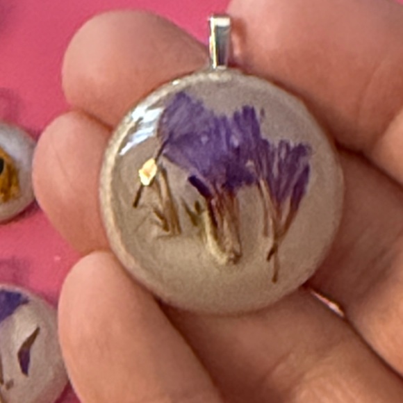 Handmade Jewelry - Unique Handcrafted Purple Floral Pendant Necklace